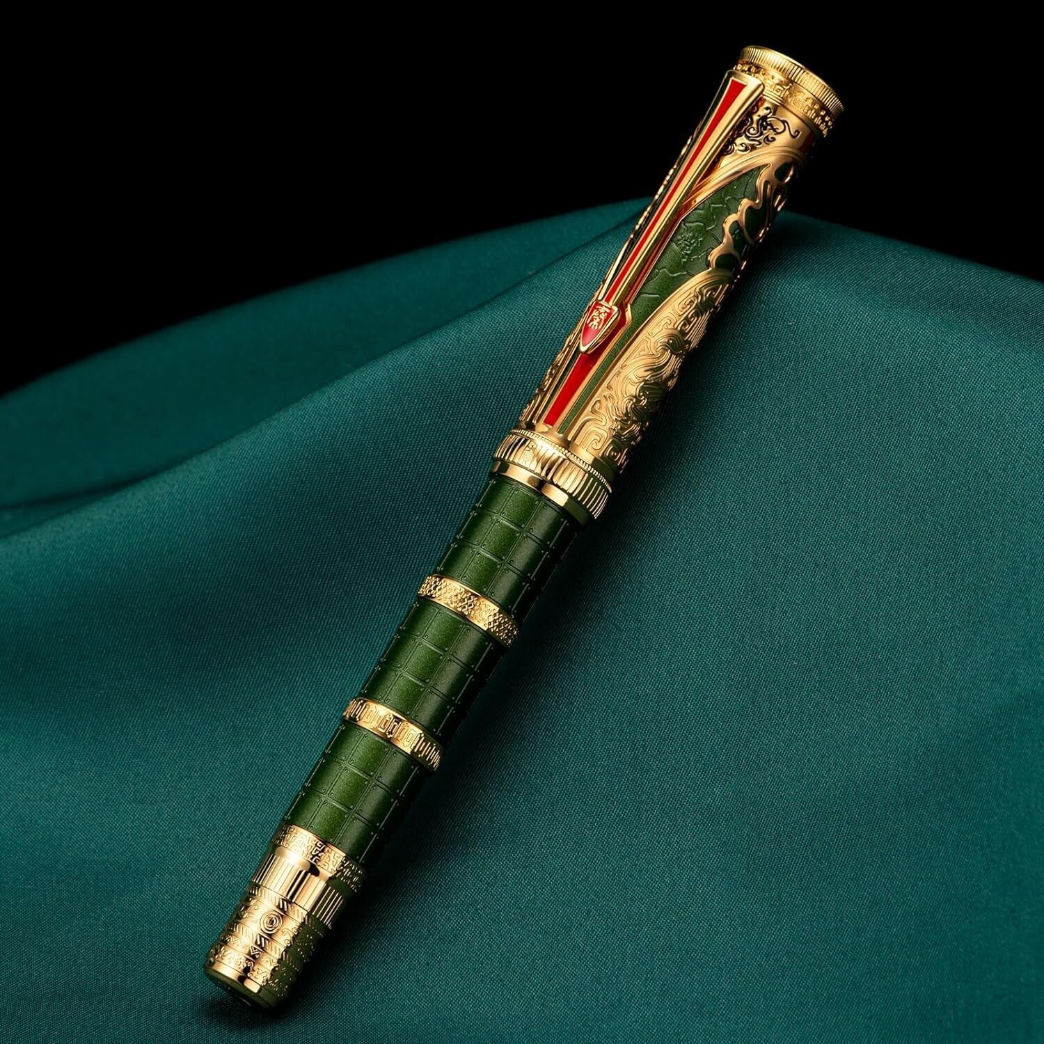 Elegant Metal Fountain Pen with Qin Dynasty Design - Fine Nib and Gift Box