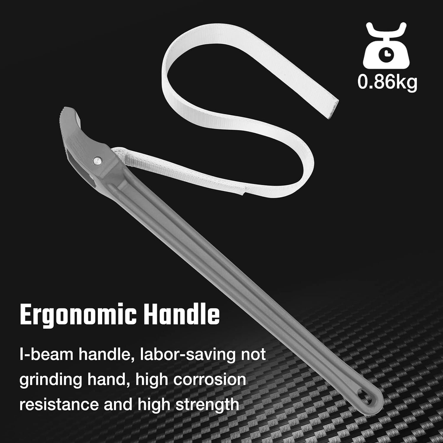 18-Inch Adjustable Nylon Strap Wrench with Aluminum Handle for Versatile Use