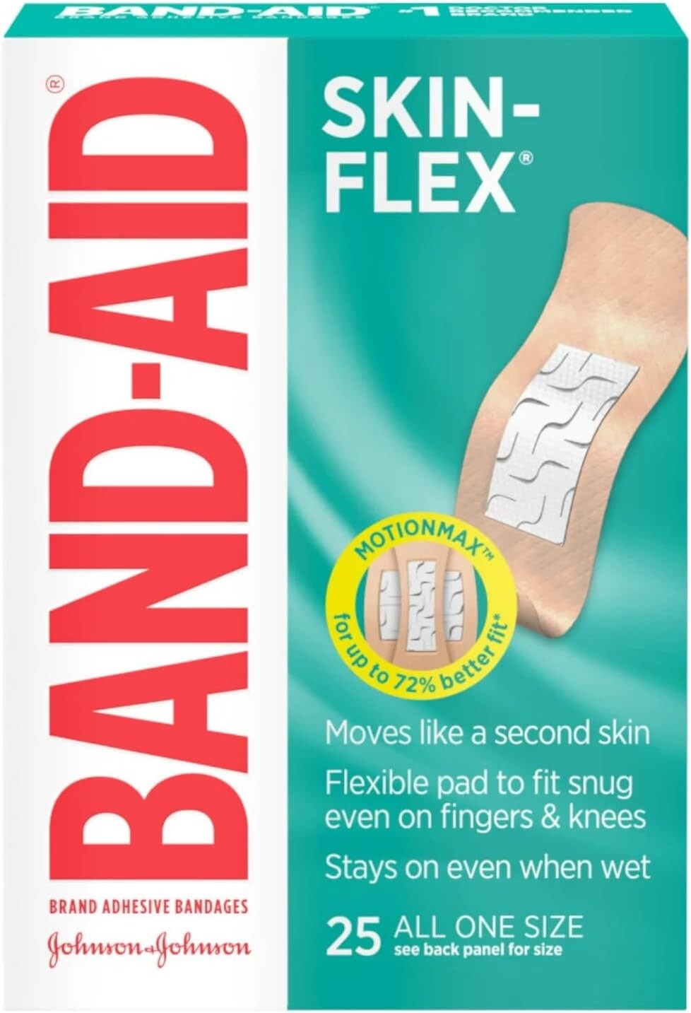 Flexible MotionMax Bandages – 25 Count Multipack, Waterproof & Comfortable