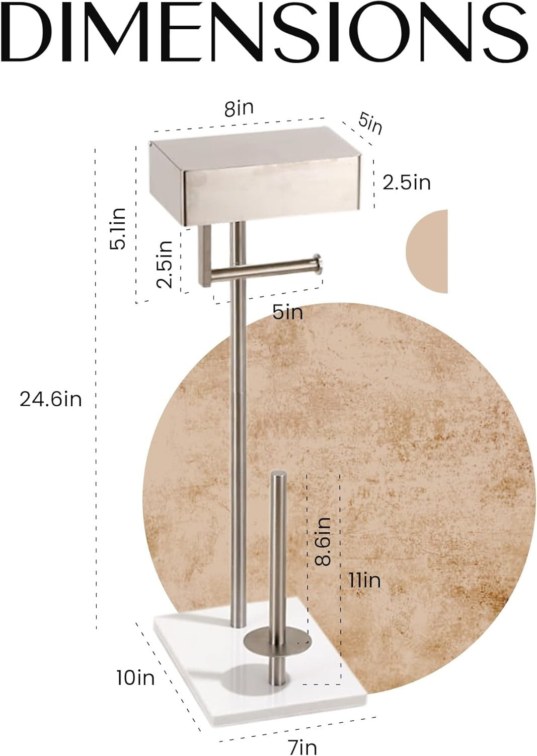 Free-Standing Brushed Nickel Toilet Paper Holder with Shelf - Stylish & Stable