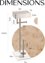 Load image into Gallery viewer, Free-Standing Brushed Nickel Toilet Paper Holder with Shelf - Stylish &amp; Stable