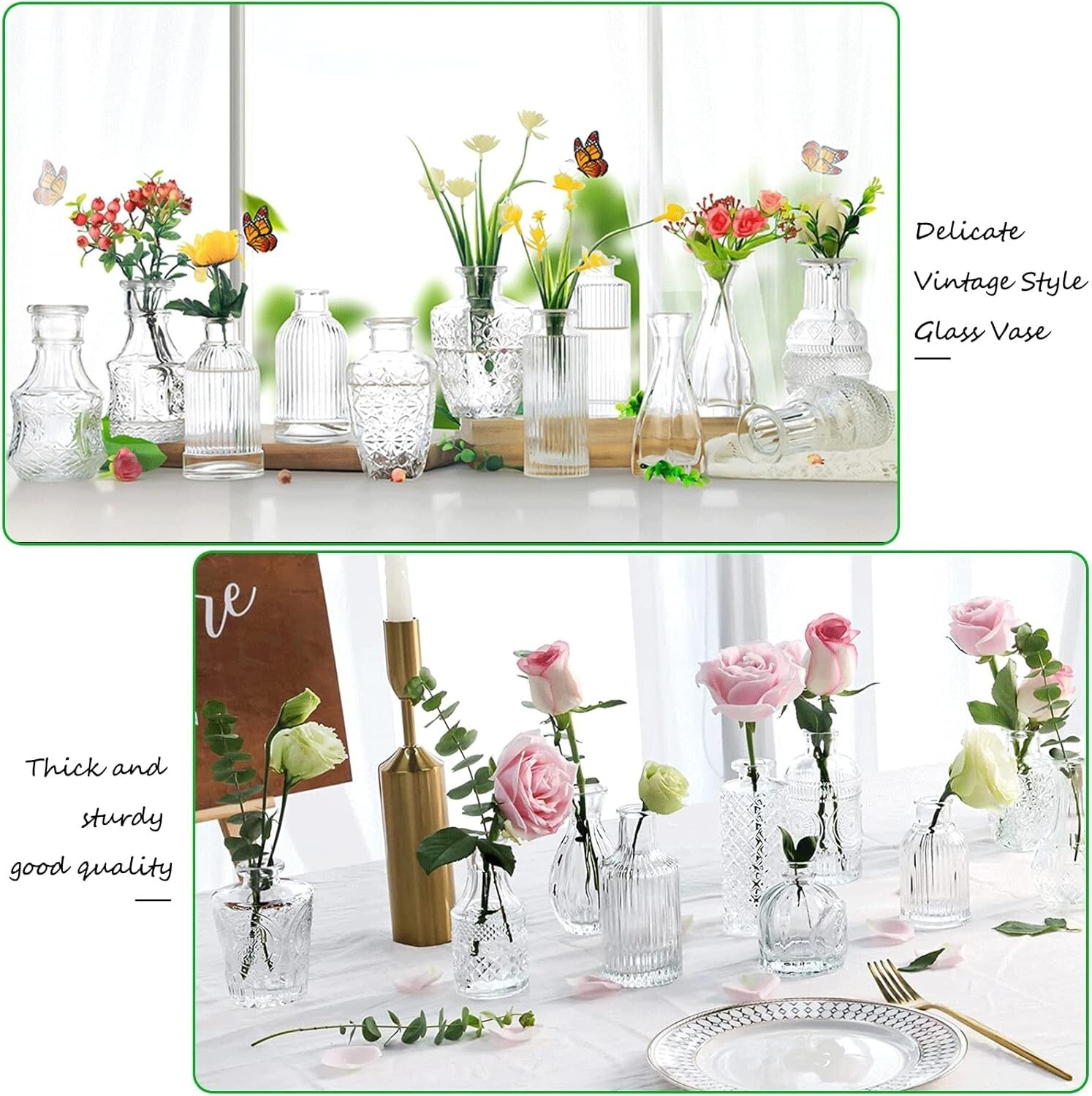 Durable Glass Bud Vases Set - 20 Versatile Clear Vases for Floral Arrangements
