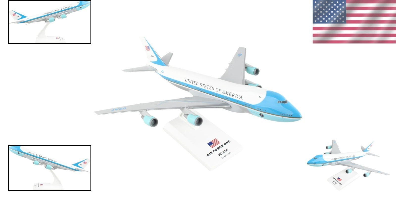 Collectible Boeing 747-200 Air Force One Model with Display Stand - 1:250 Scale
