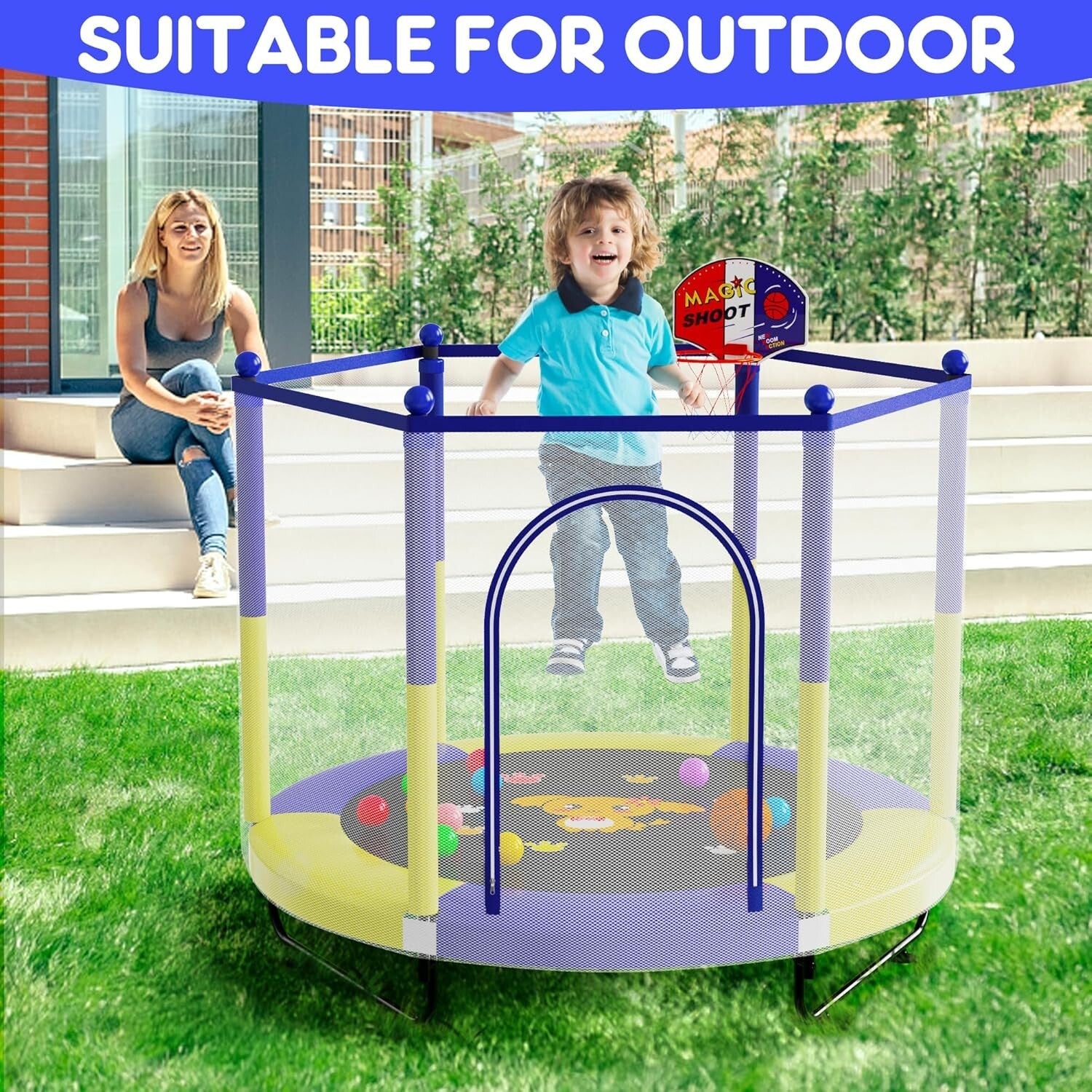 Vibrant 5FT Kids Bounce Trampoline with Protective Netting - Perfect Gift!