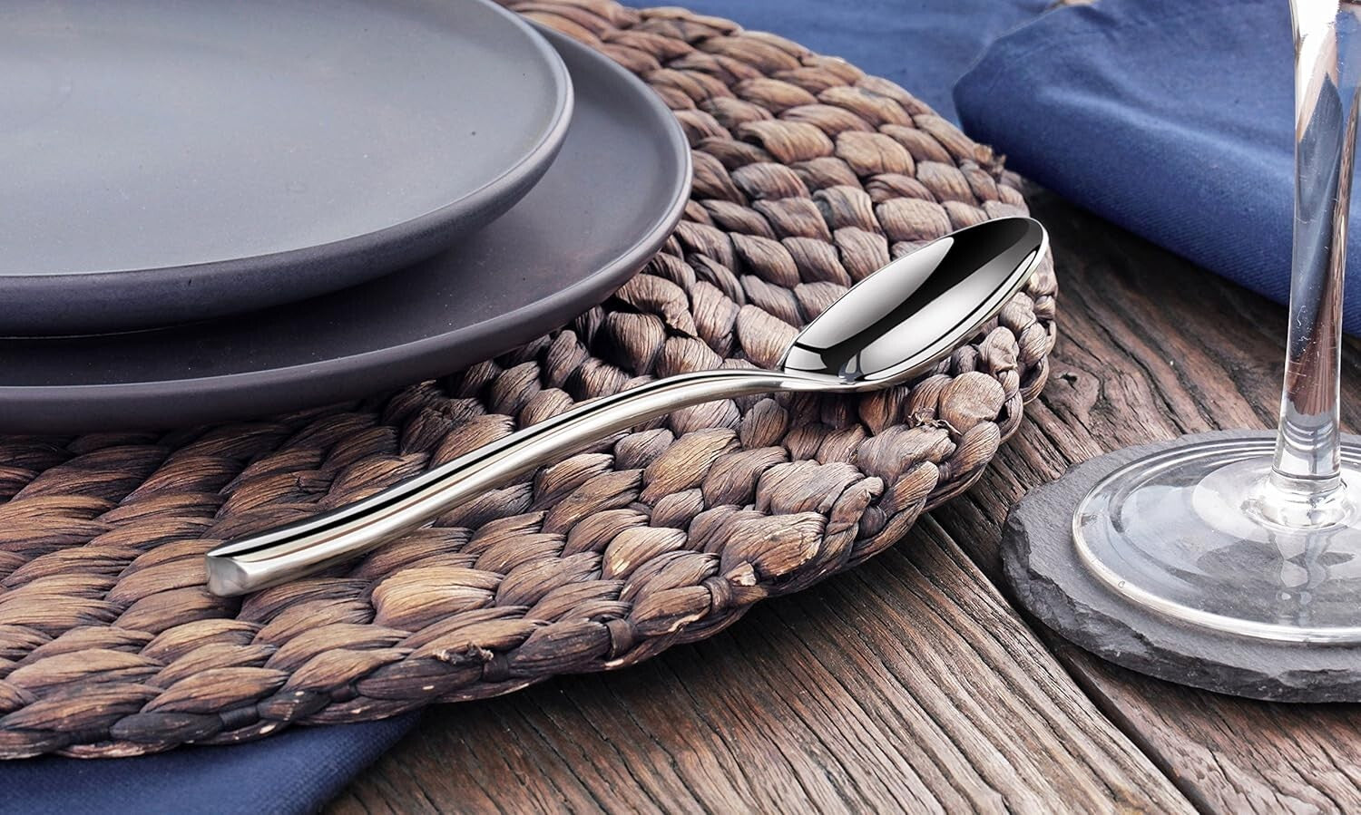 Elegant 12-Piece Stainless Steel Teaspoon Set - Classic Rain II Design