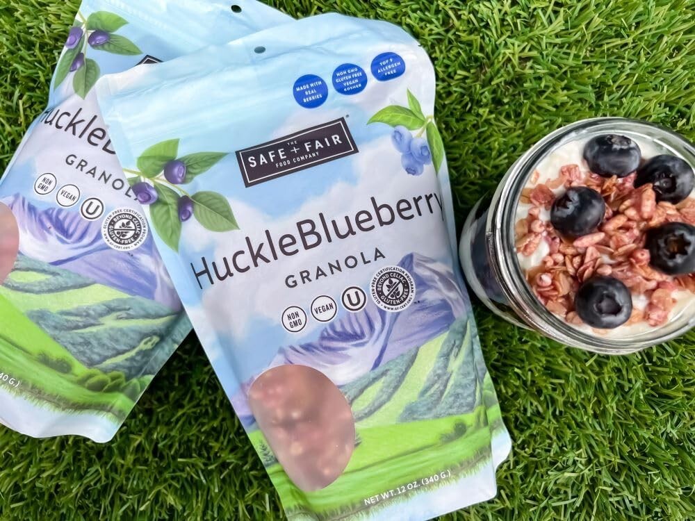 Allergen-Free HuckleBlueberry Granola - Delicious Crunchy Vegan Breakfast 6 Pack