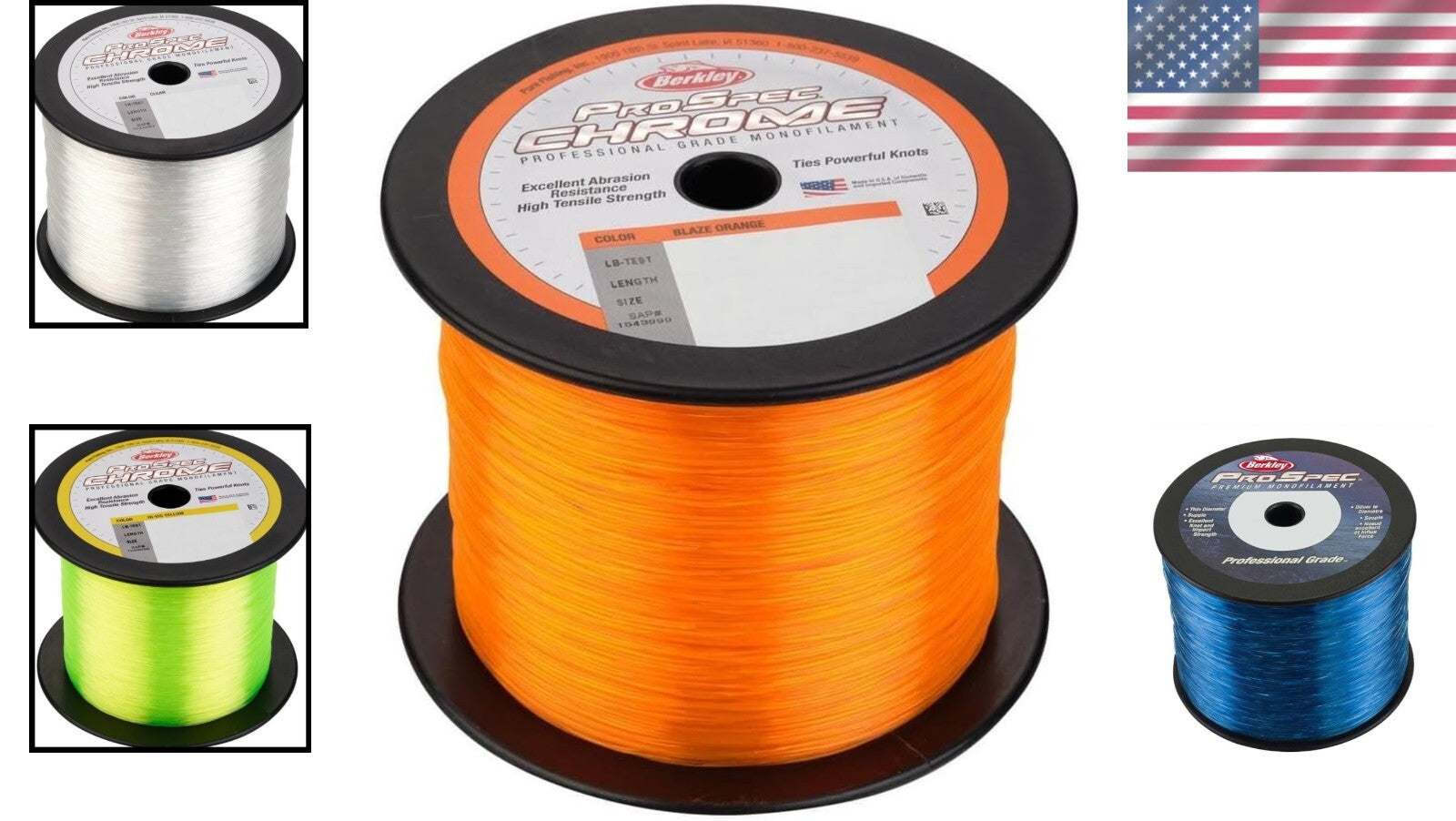 40lb Break Strength Fishing Line - ProSpec Chrome 1000yd Monofilament