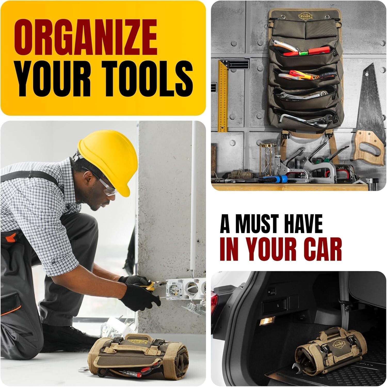 Versatile Heavy-Duty Tool Roll Organizer for Mechanics, Electricians, and Dad