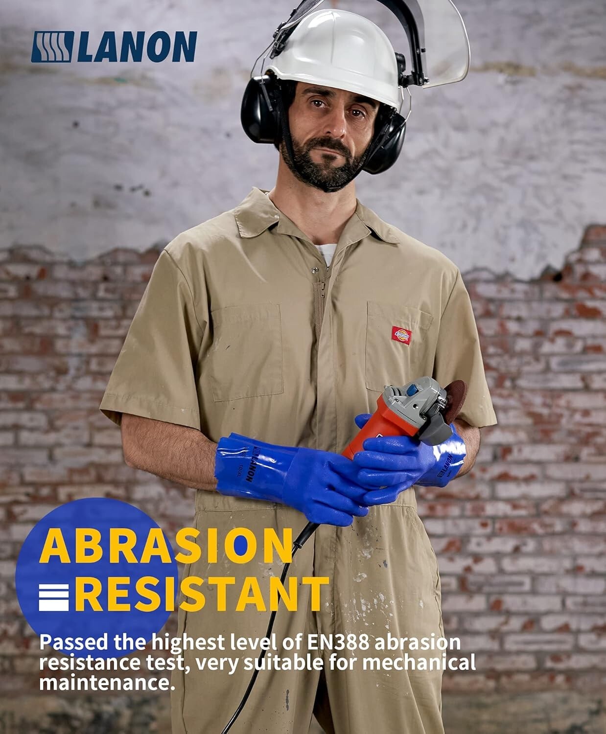 XL PVC Rubber Gloves with Breathable Liner - LANON 6 Pairs for Various Uses