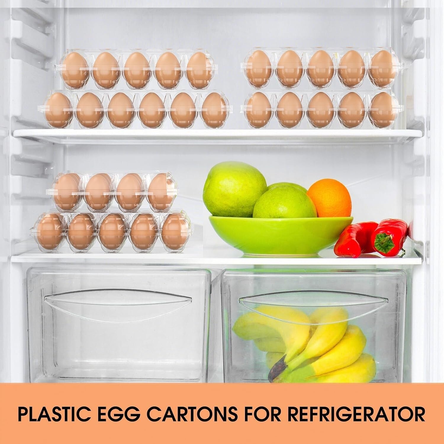 100-Pack Clear Plastic Egg Cartons - Reusable 12 Count Holders for Farm Displays