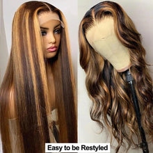 Load image into Gallery viewer, Versatile Ombre Lace Wig - 32 Inch Straight Human Hair, Glueless Cap Design
