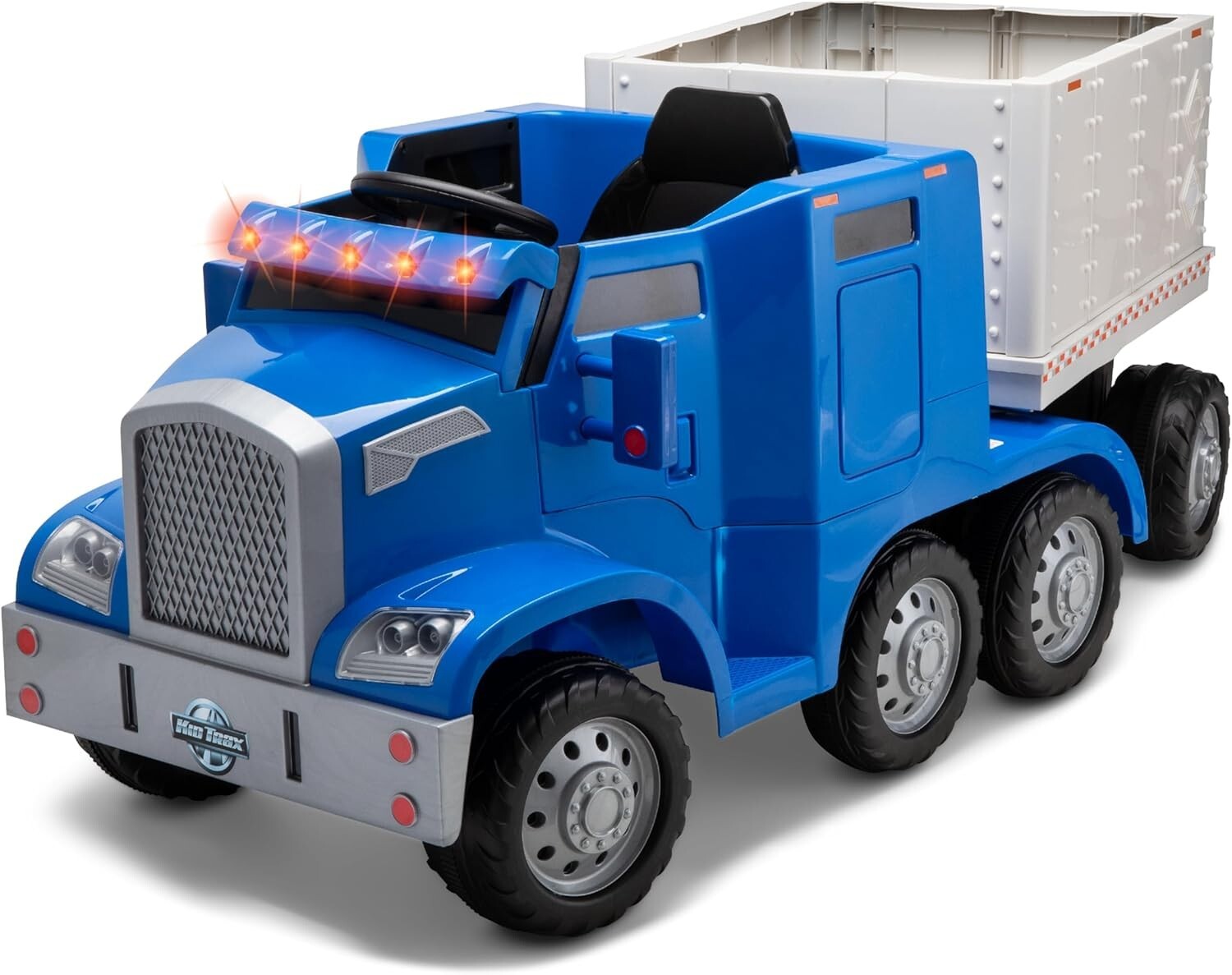 12V Kids Ride-On Semi-Truck with Detachable Trailer, Realistic Sounds & Lights