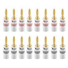 Load image into Gallery viewer, 24k Gold-Plated Speaker Banana Plugs - Secure Connections, 12-18 AWG, 16 Pcs