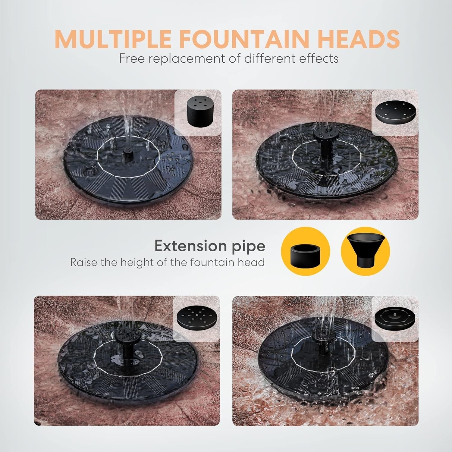 Versatile Bird Bath & Solar Fountain Combo with Customizable Water Patterns