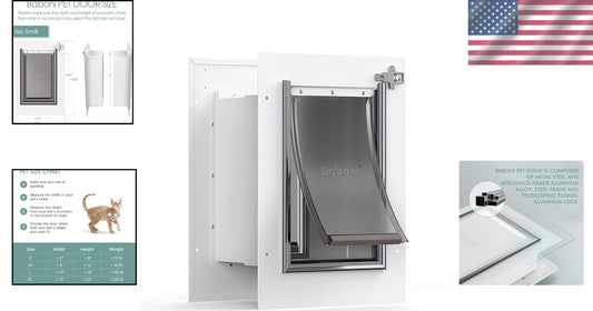 Durable Steel Frame Pet Door for Wall – Double Flap for Cats & Dogs Up to 12 lbs