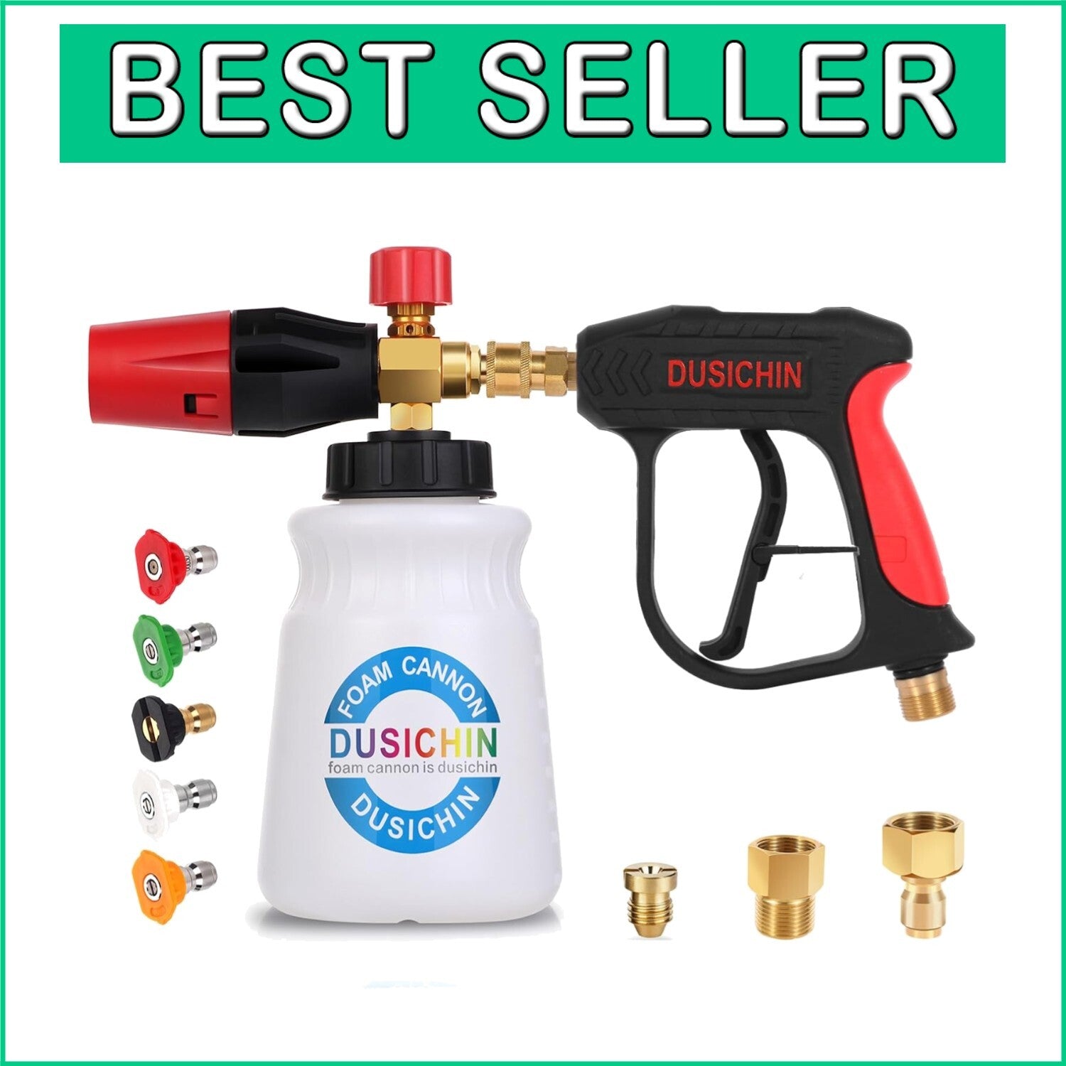 Adjustable Foam Spray Gun with 5 Nozzle Tips - Perfect for Car Detailing