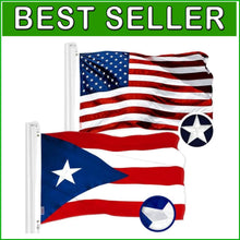 Load image into Gallery viewer, Durable 3x5 Ft USA and Puerto Rico Flag Set - Perfect for Parades &amp; Celebrations