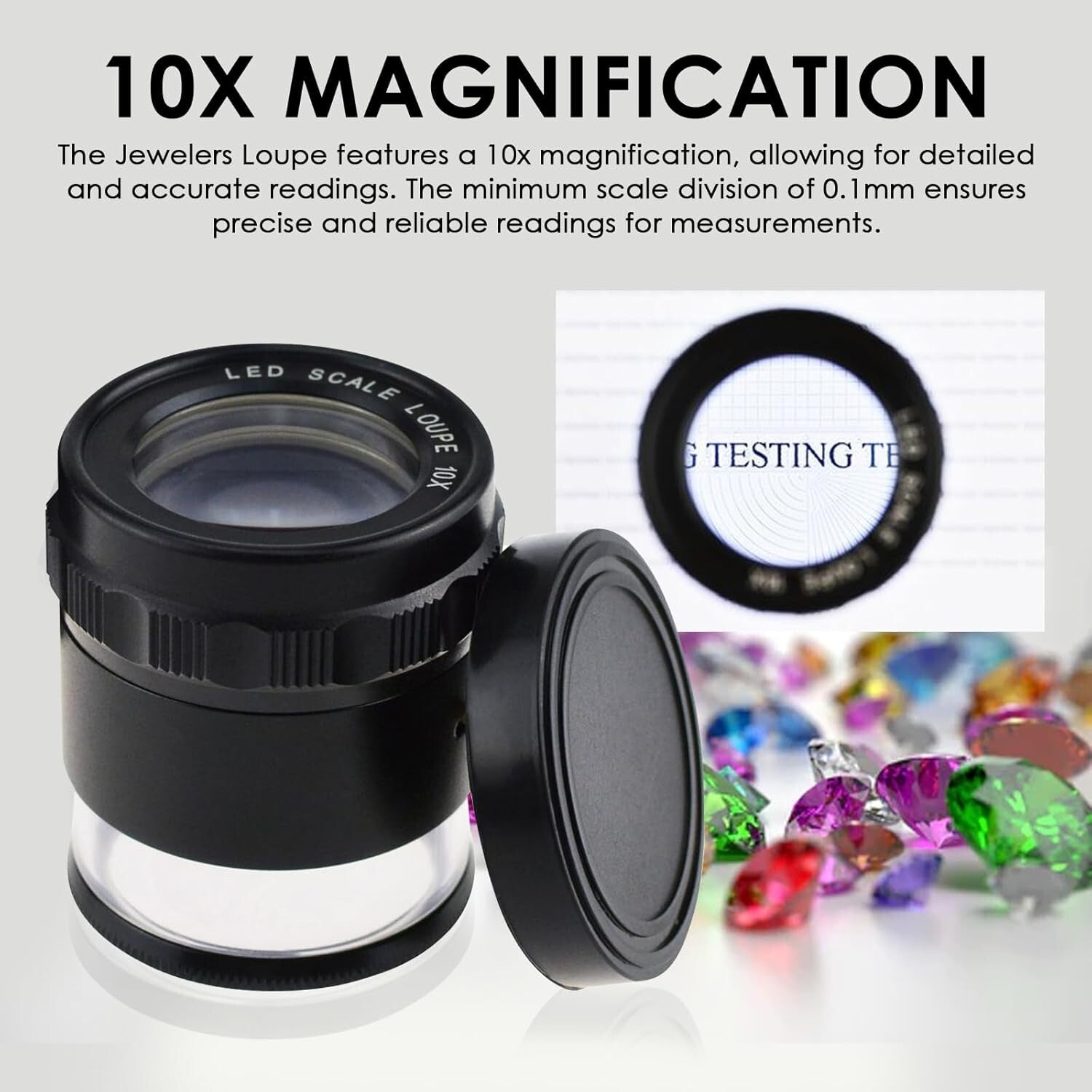 10x Illuminated Jewelers Loupe with LED and Stylish Leather Case for Collectors