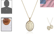 Load image into Gallery viewer, Personalized Oval Locket Necklace - Handcrafted, Engravable 18" Gold Pendant