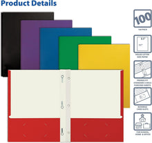 Load image into Gallery viewer, Vibrant 2-Pocket Paper Folders with Fasteners - Set of 100 in Assorted Colors