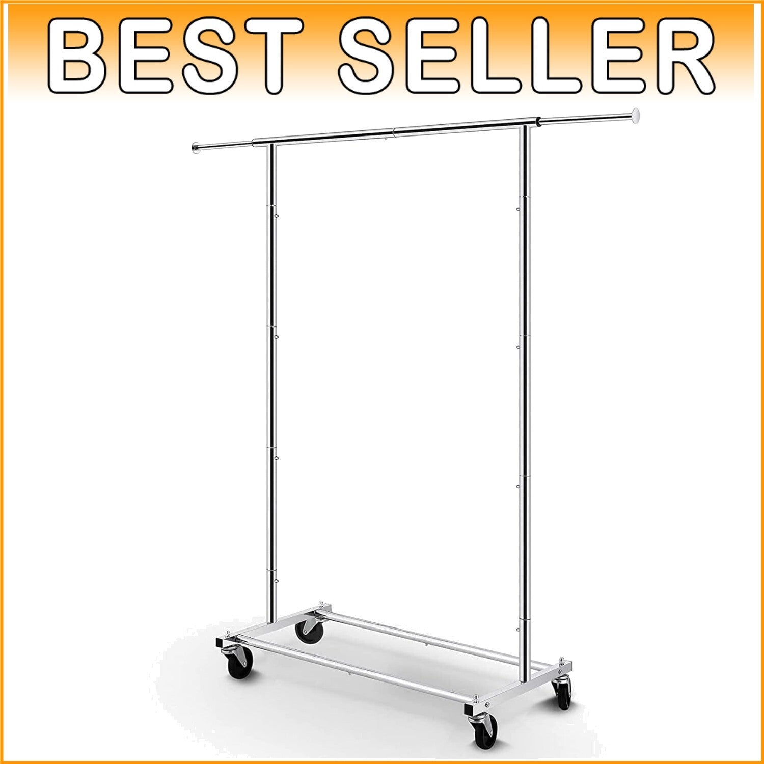 Chrome Garment Rack on Wheels - Adjustable Hanging Organizer for Stylish Storage