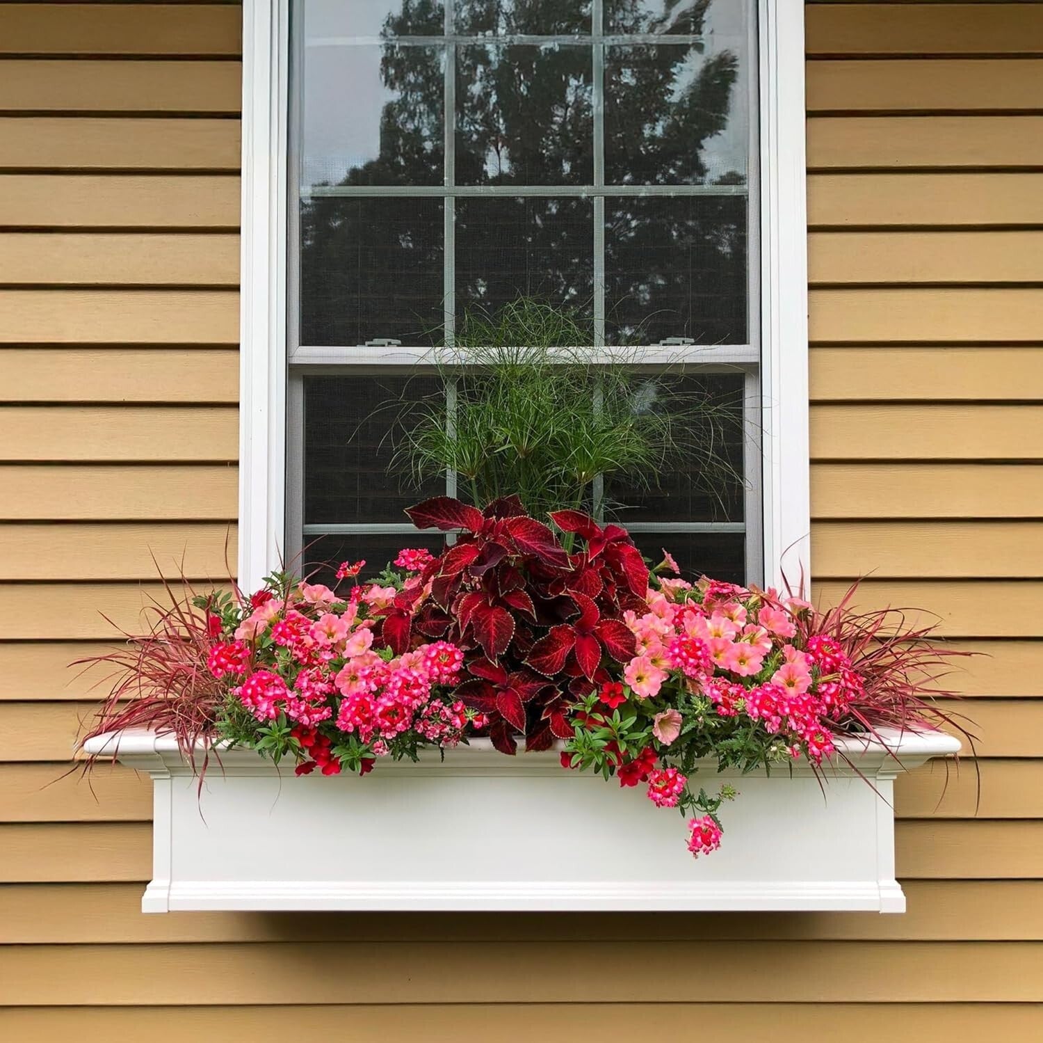 Lightweight 48 Inch White Window Box with Built-In Reservoir for Thriving Plants