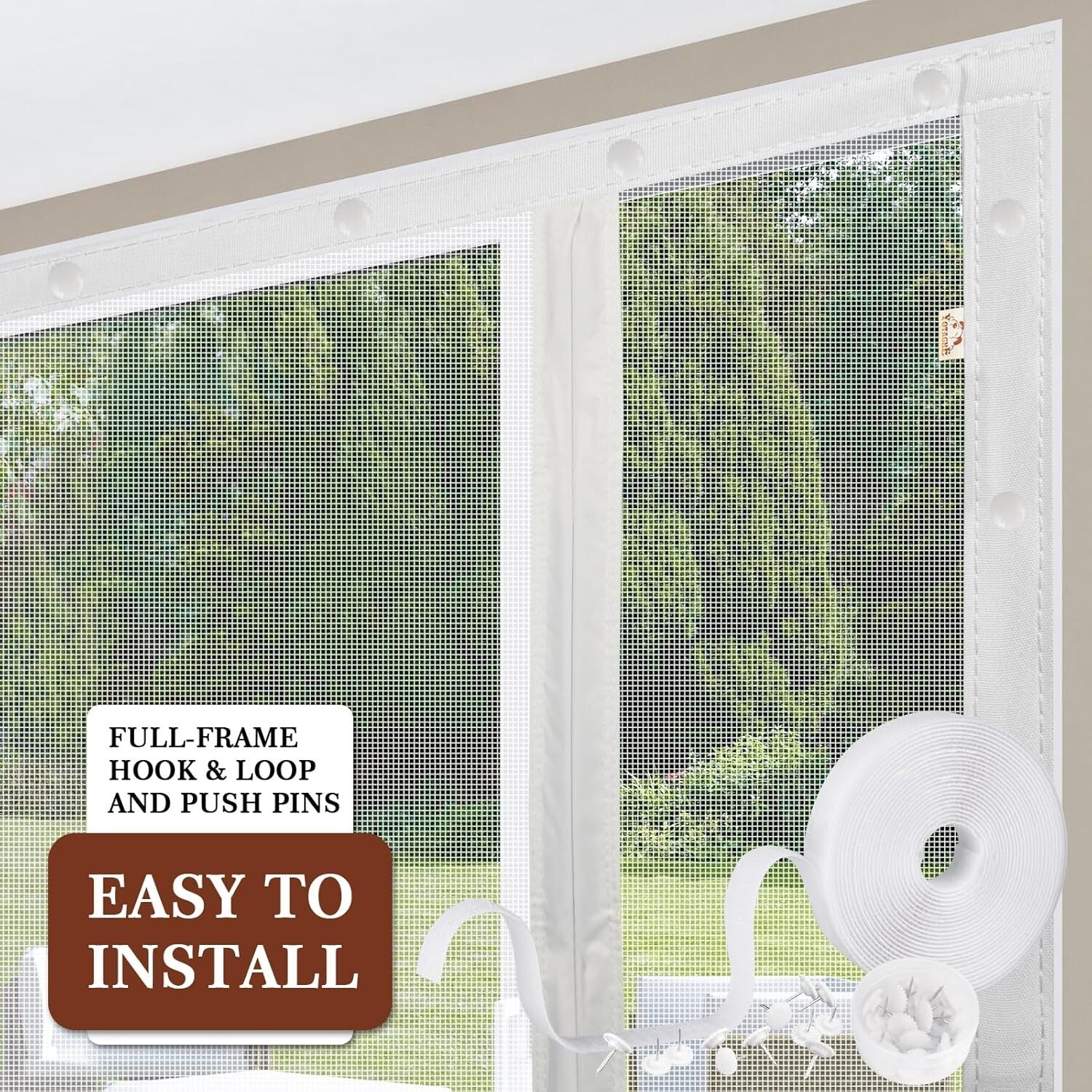 Premium Polyester Magnetic Screen Door 74"x81" – Windproof, Wrinkle-Resistant