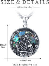 Load image into Gallery viewer, Elegant St Christopher Protection Necklace - 925 Silver and Abalone Gift Boxed