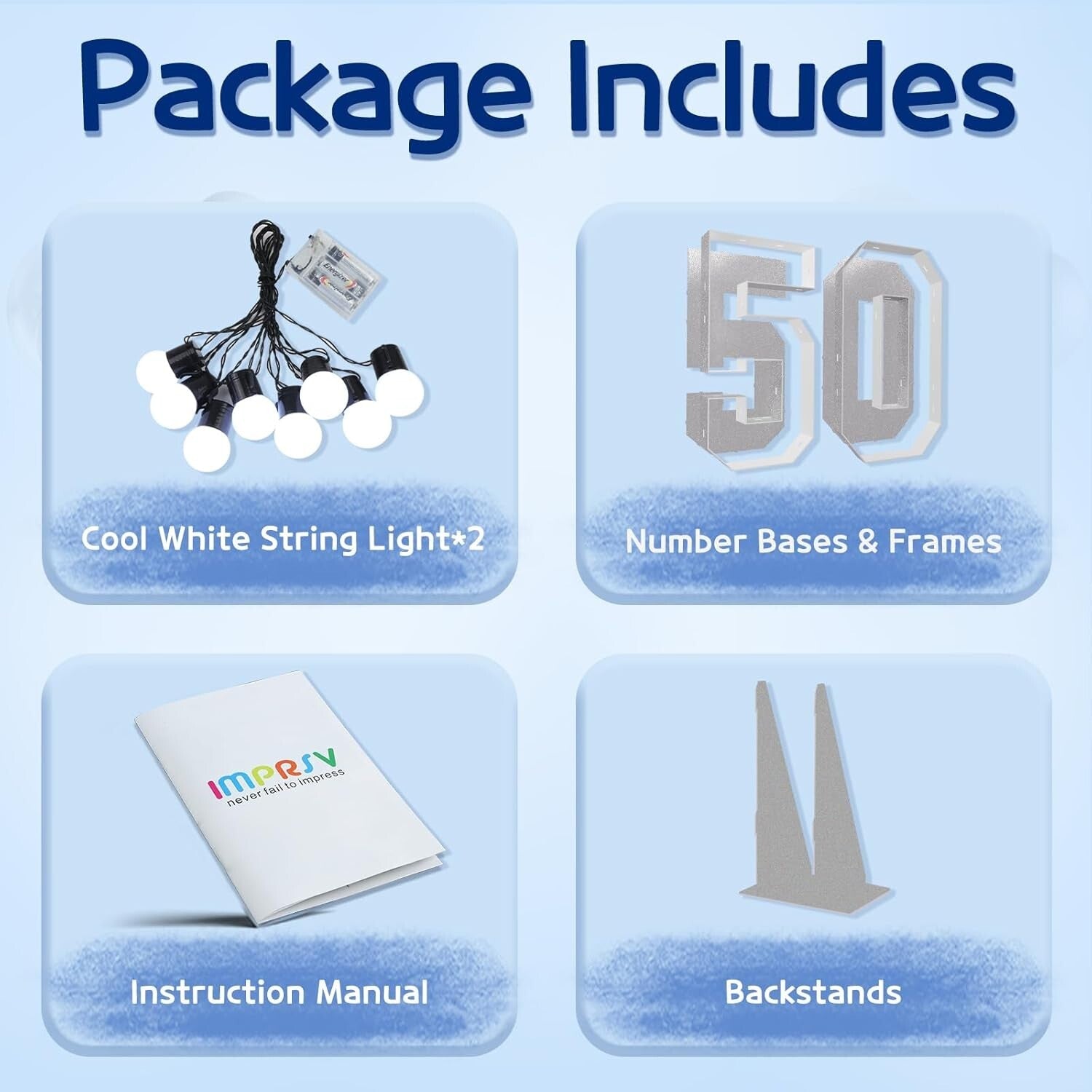 DIY Light-Up Number 50 - Silver Foam Decoration for Birthday or Anniversary