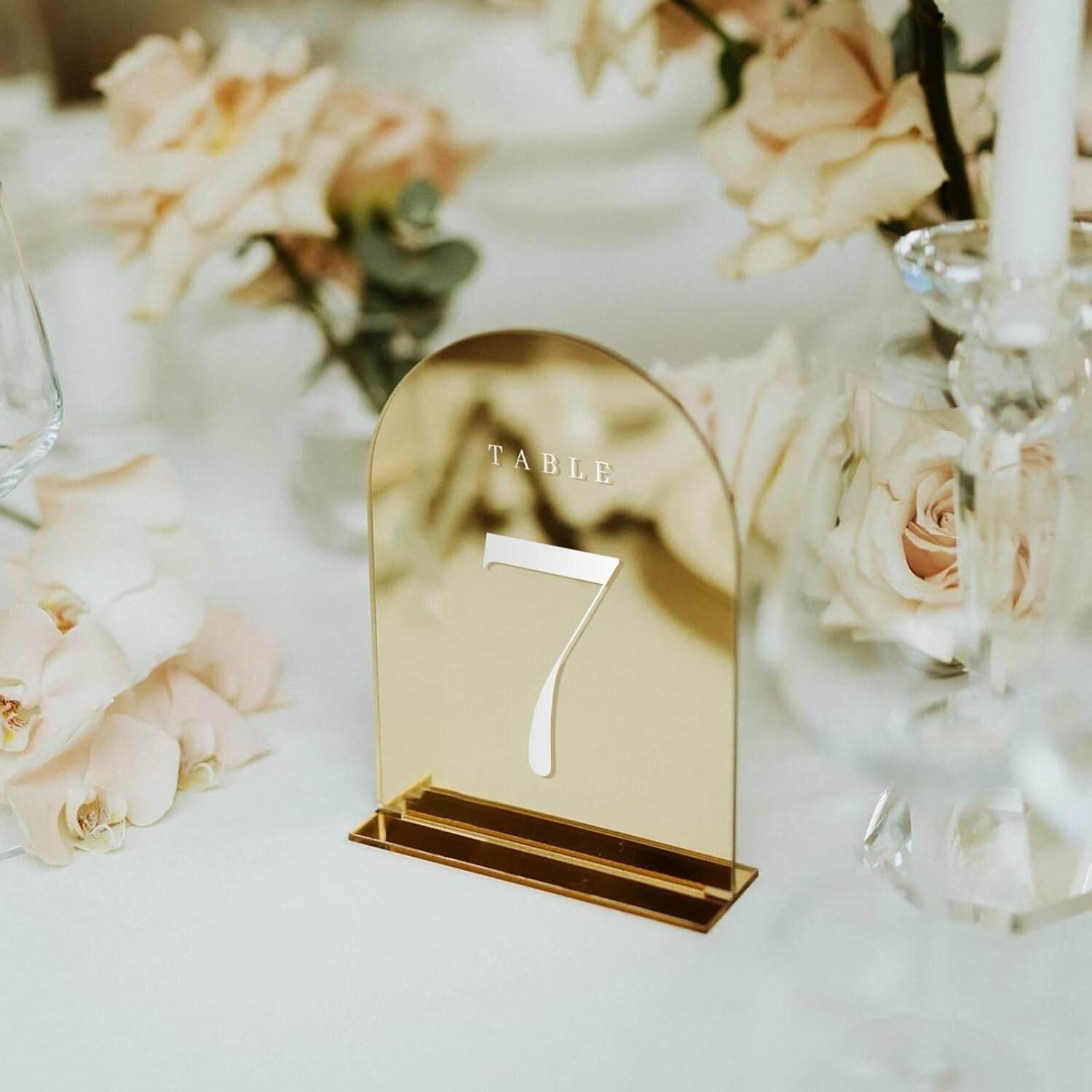Elegant Gold Mirror Wedding Table Numbers 1-15 with Sturdy Acrylic Stands