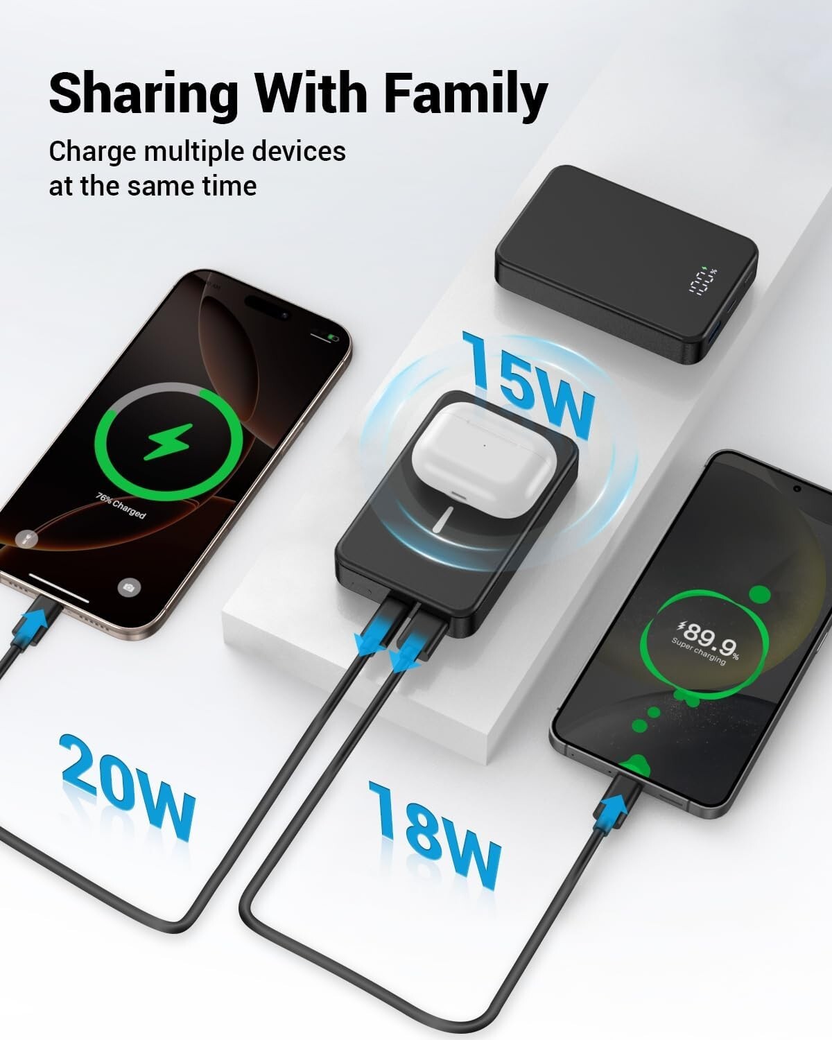 Stylish Aluminum Magnetic Charger: 26800mAh Wireless Bank for iPhone 12/13/14