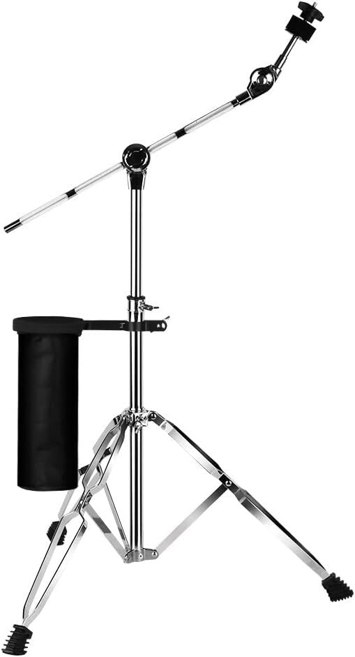 Adjustable T-Shape Cymbal Stand with Drum Sticks Holder - Boom & Straight Combo