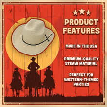 Load image into Gallery viewer, Versatile 72 Straw Cowboy Hats - Perfect for Weddings, Concerts &amp; Parties