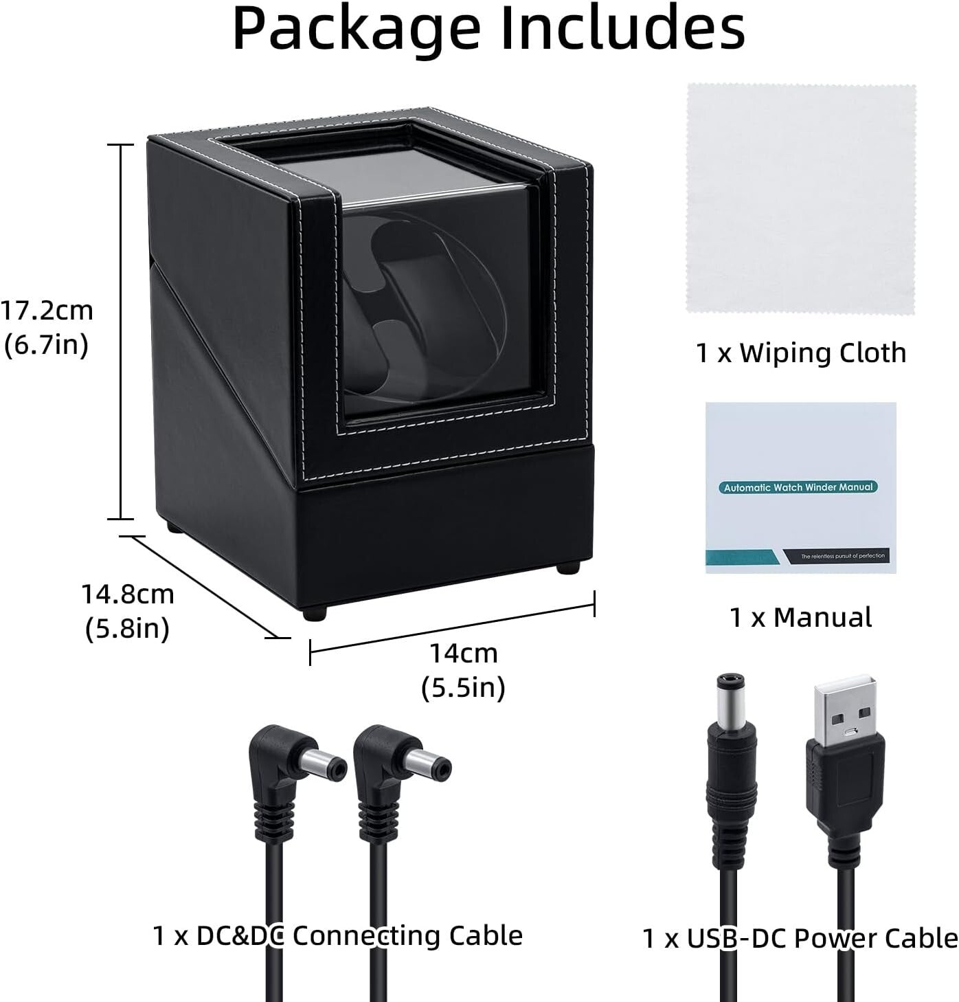 Black Elegant Watch Winder Box with Two Rotation Modes - Perfect Gift for Men