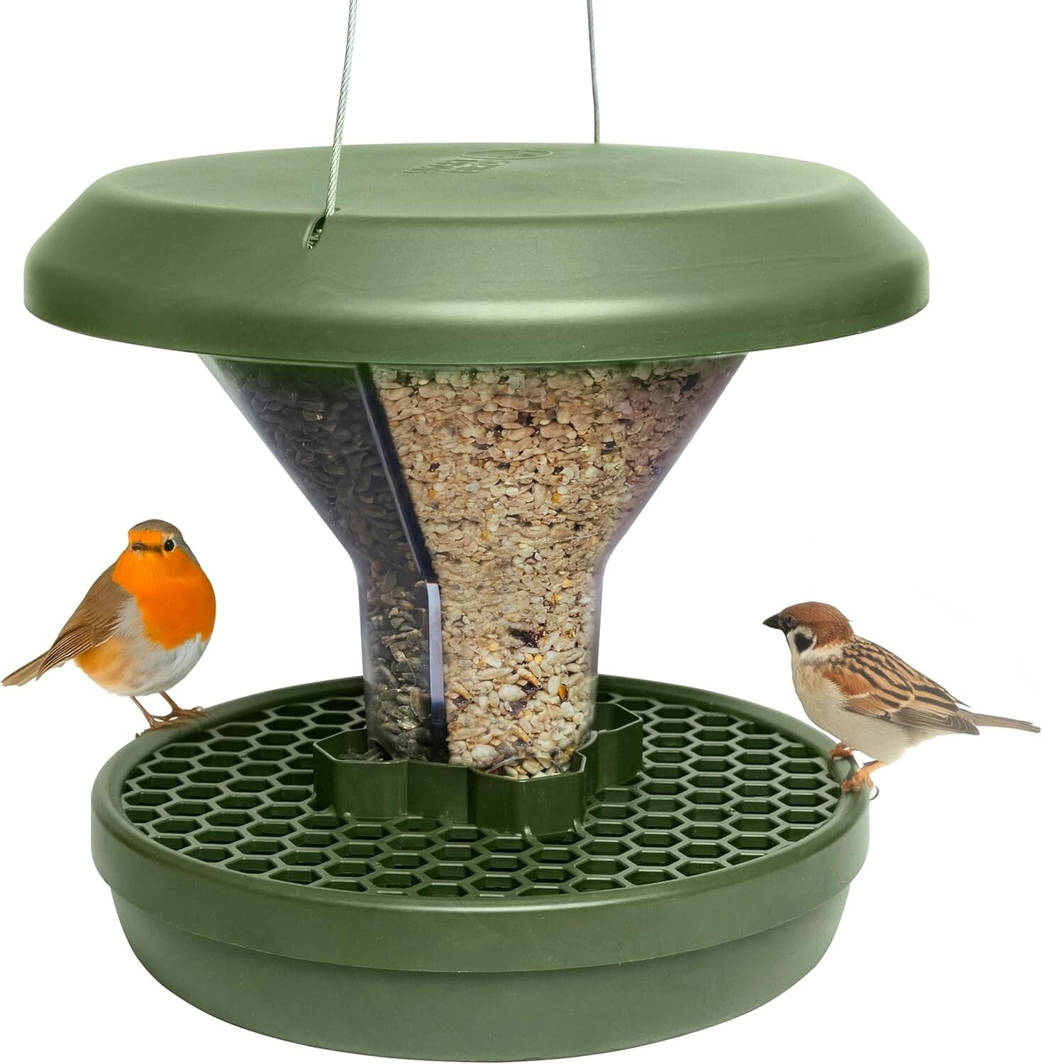 Elegant Hanging Bird Feeder with Dual Food Chambers - Perfect for Cardinals