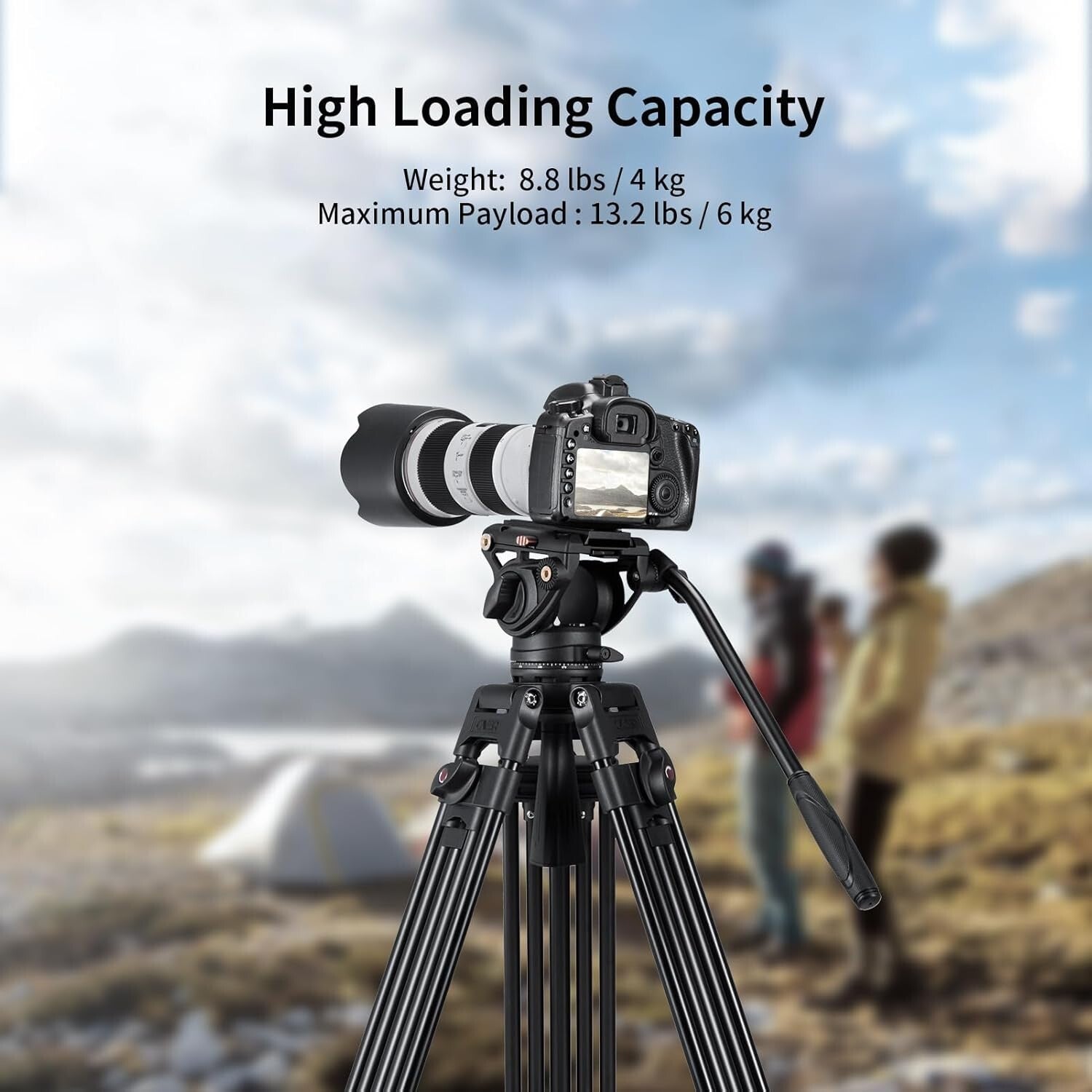 72" Heavy Duty Aluminum Video Tripod System with K3 Fluid Head & Quick Release