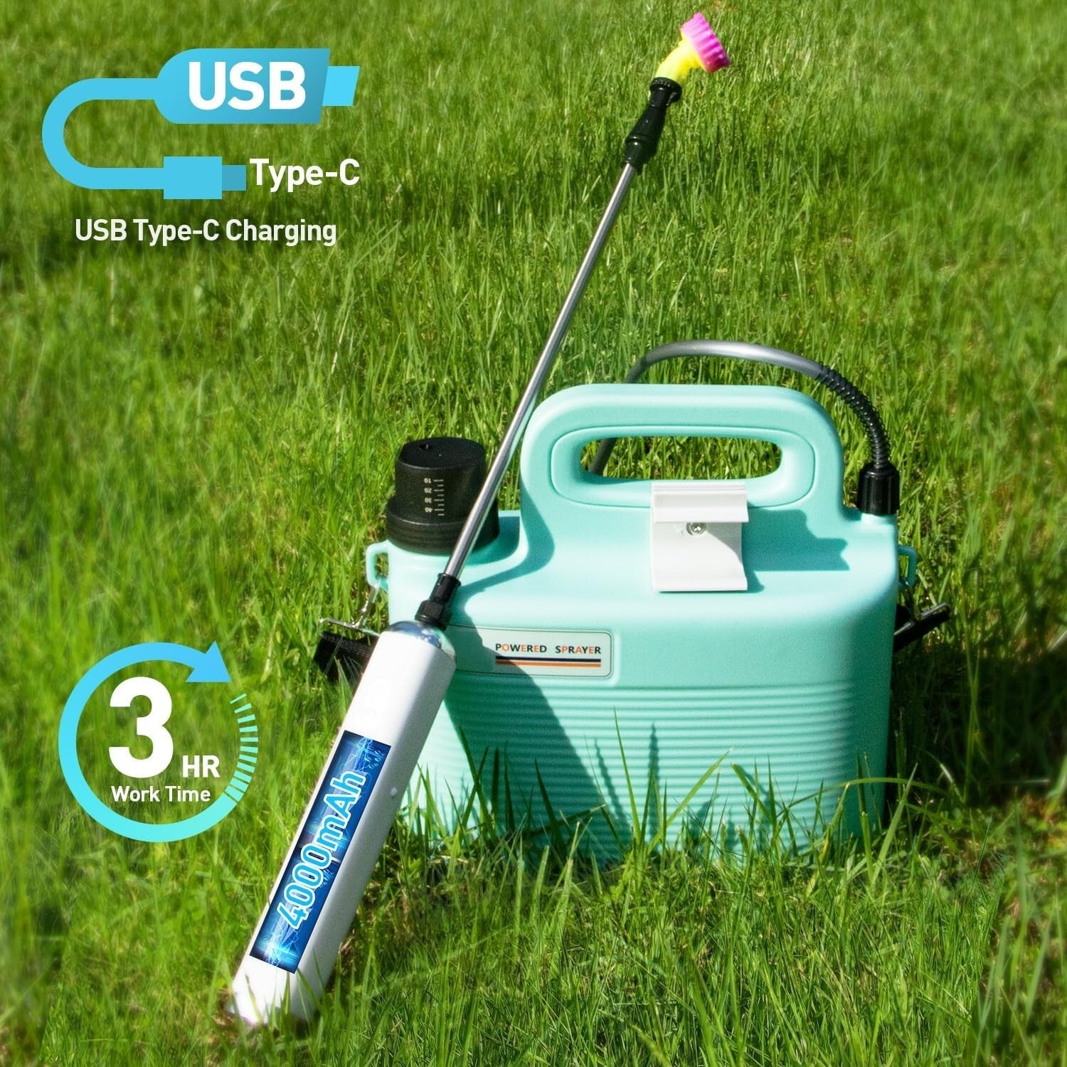 Lightweight 1.8 Gallon Portable Lawn Sprayer - Eco-Friendly Solution for Weeding