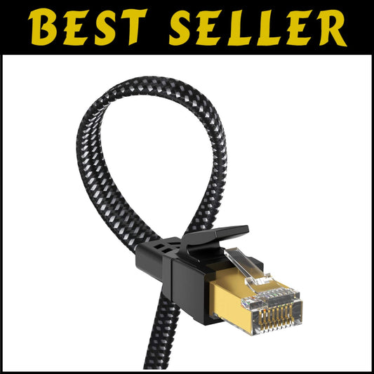 Durable 100 ft Cat 8 Shielded Ethernet Cable - 40Gbps Gaming & Streaming Ready