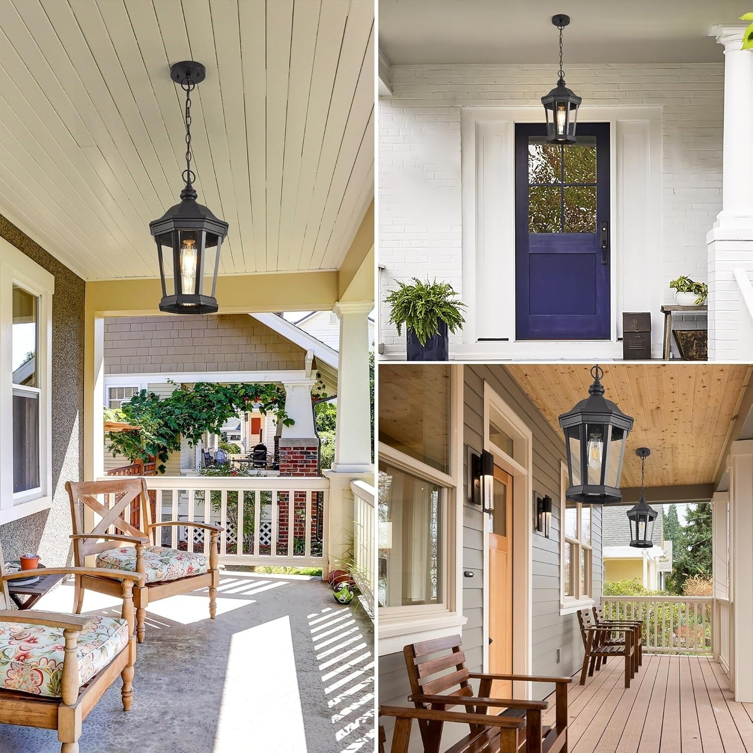 Classic 17.9" Height Adjustable Lantern - Weatherproof Hanging Light Fixture