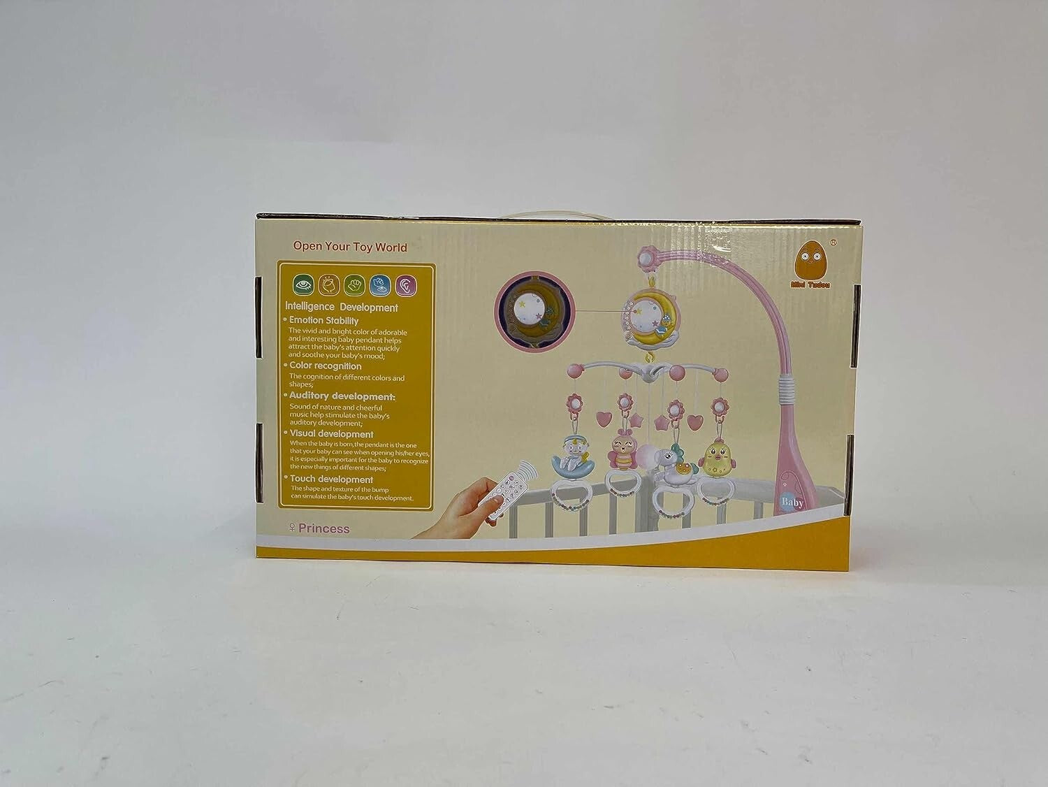 Delightful Crib Mobile with Light Up Projector & Rotating Rattles for Newborns