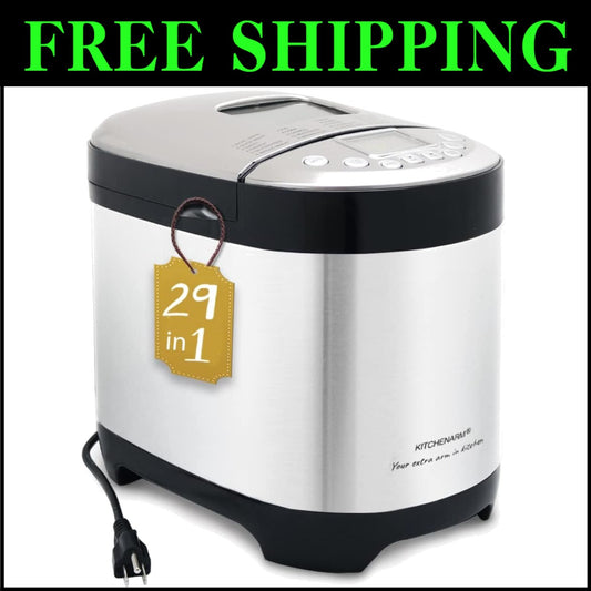 Stainless Steel Bread Maker with 29 Programs & Customizable Cycle for All Levels