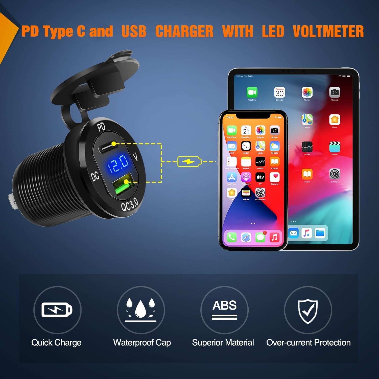 Versatile Waterproof 6 Gang Switch Box with Voltmeter for Boats and Vehicles