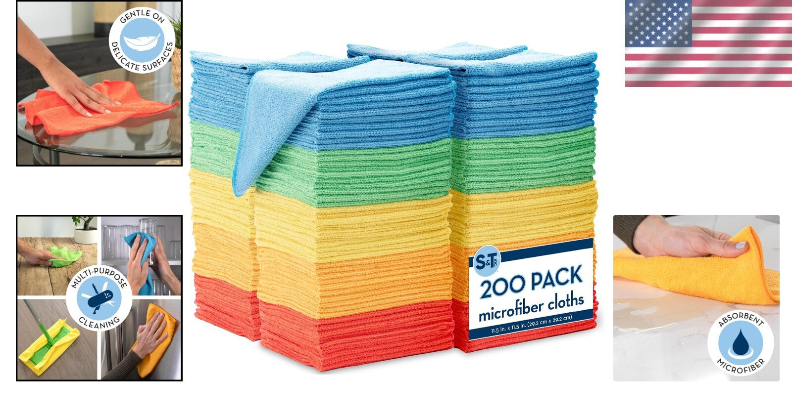 Eco-Friendly 200 Pack Microfiber Cleaning Cloths - Perfect for Home and Car Use