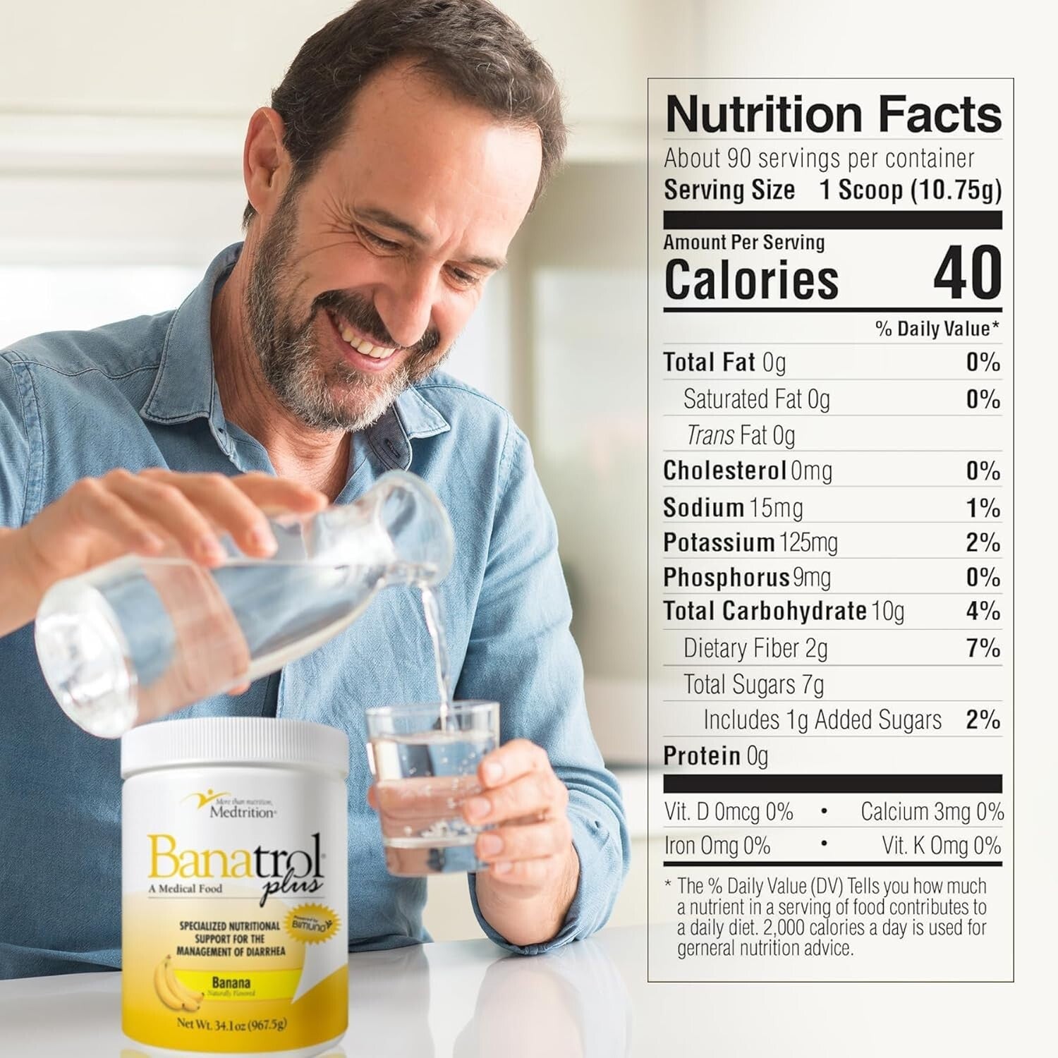 Banatrol Natural Anti-Diarrheal with Prebiotics - 90 Servings of Banana Relief