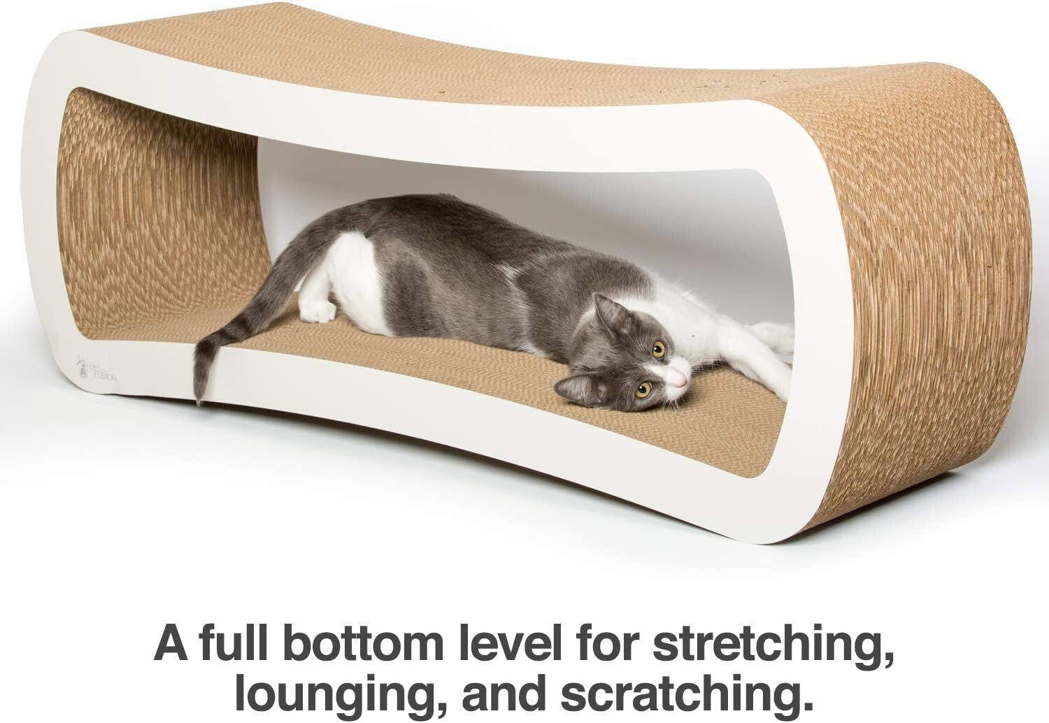Jumbo Cat Scratcher Lounge - Stylish 39" White Cardboard Perch for Playtime