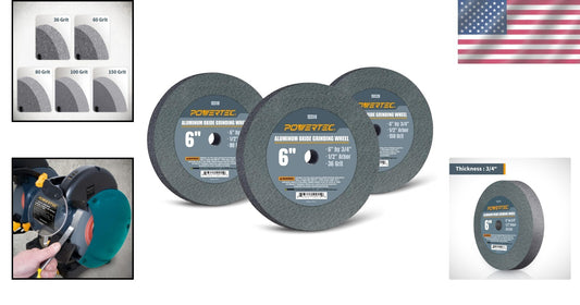 3-Pack Aluminum Oxide Bench Grinder Wheels, 6 Inch, for Sharpening & Shaping