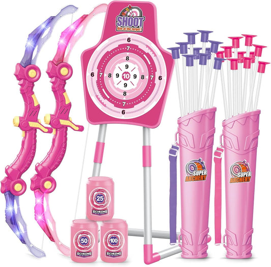LED Bow and Arrow Archery Set for Girls 5-10 - Fun Indoor & Outdoor Play