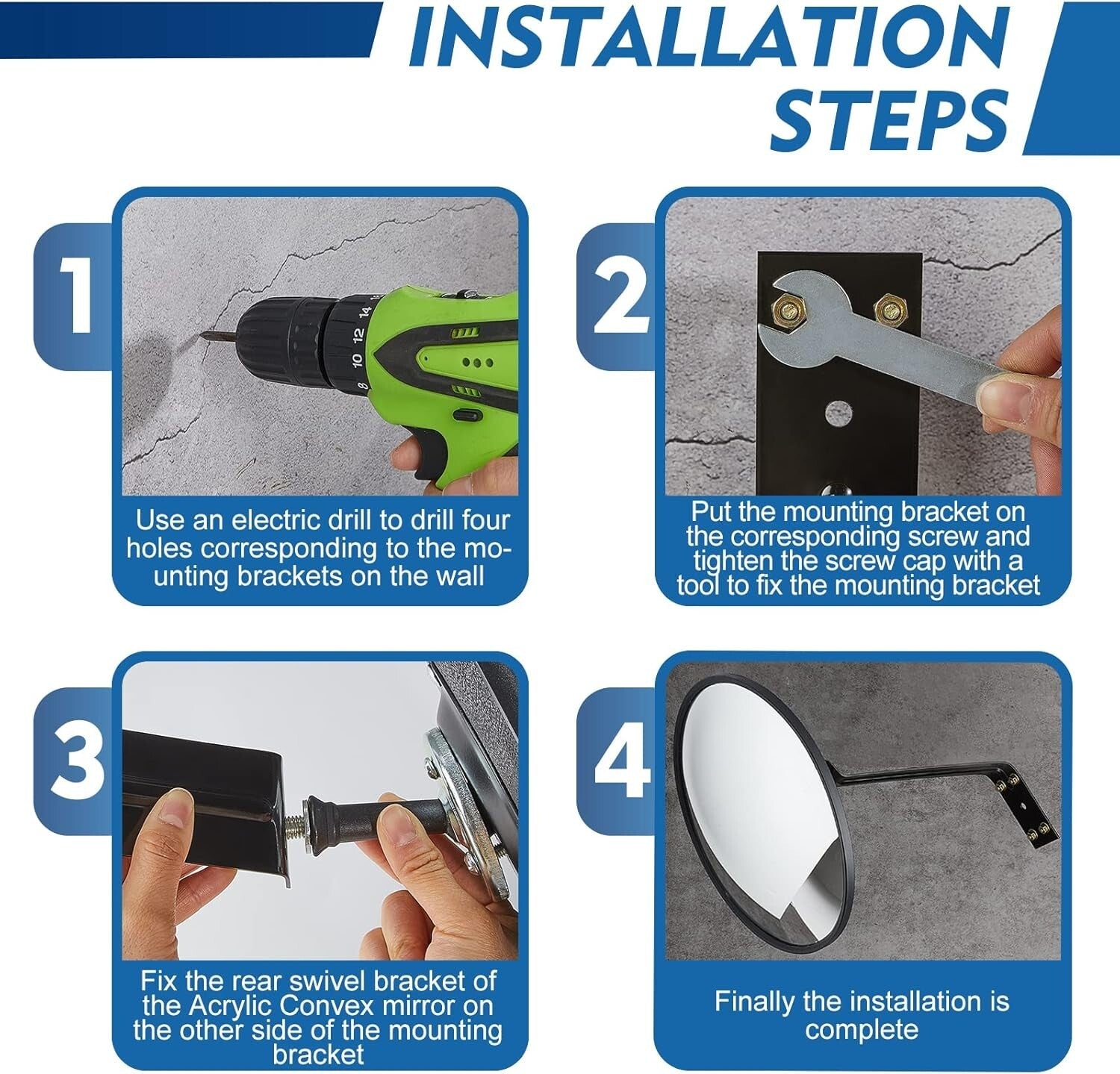 Durable Acrylic Traffic Mirrors - 2 Pack for Corners & Blind Spots, 12 Inch