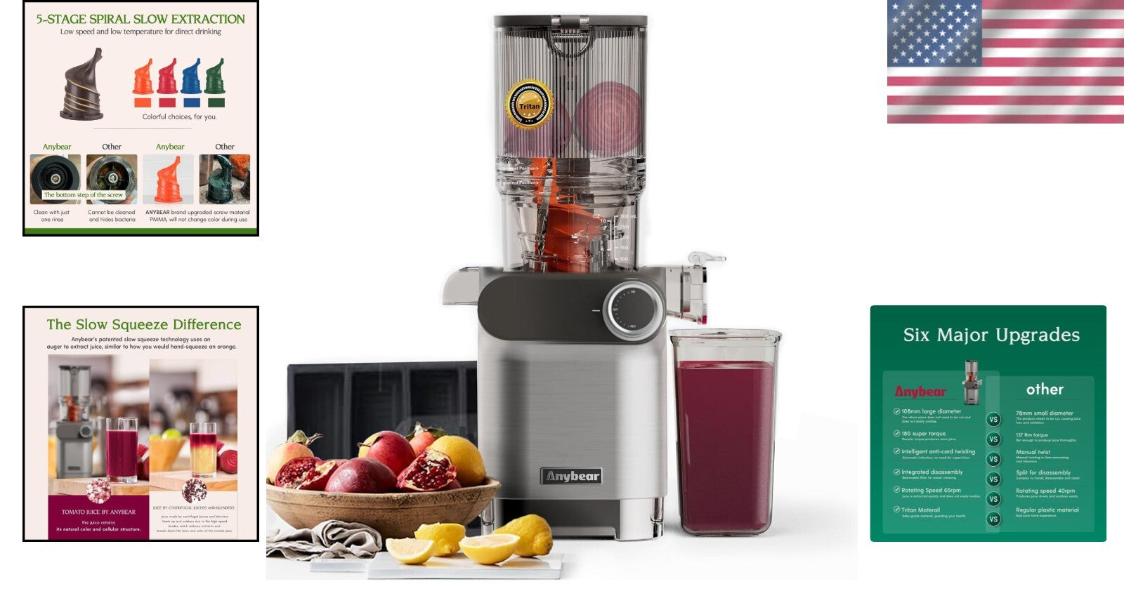 High-Torque Slow Juicer: 4.3" Large Feed Chute & Baby Food-Grade Material