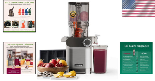 High-Torque Slow Juicer: 4.3" Large Feed Chute & Baby Food-Grade Material